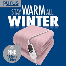 Image of Electric Throw Heated Blanket Double Soft Fleece Pink Over Blanket Timer Sofas