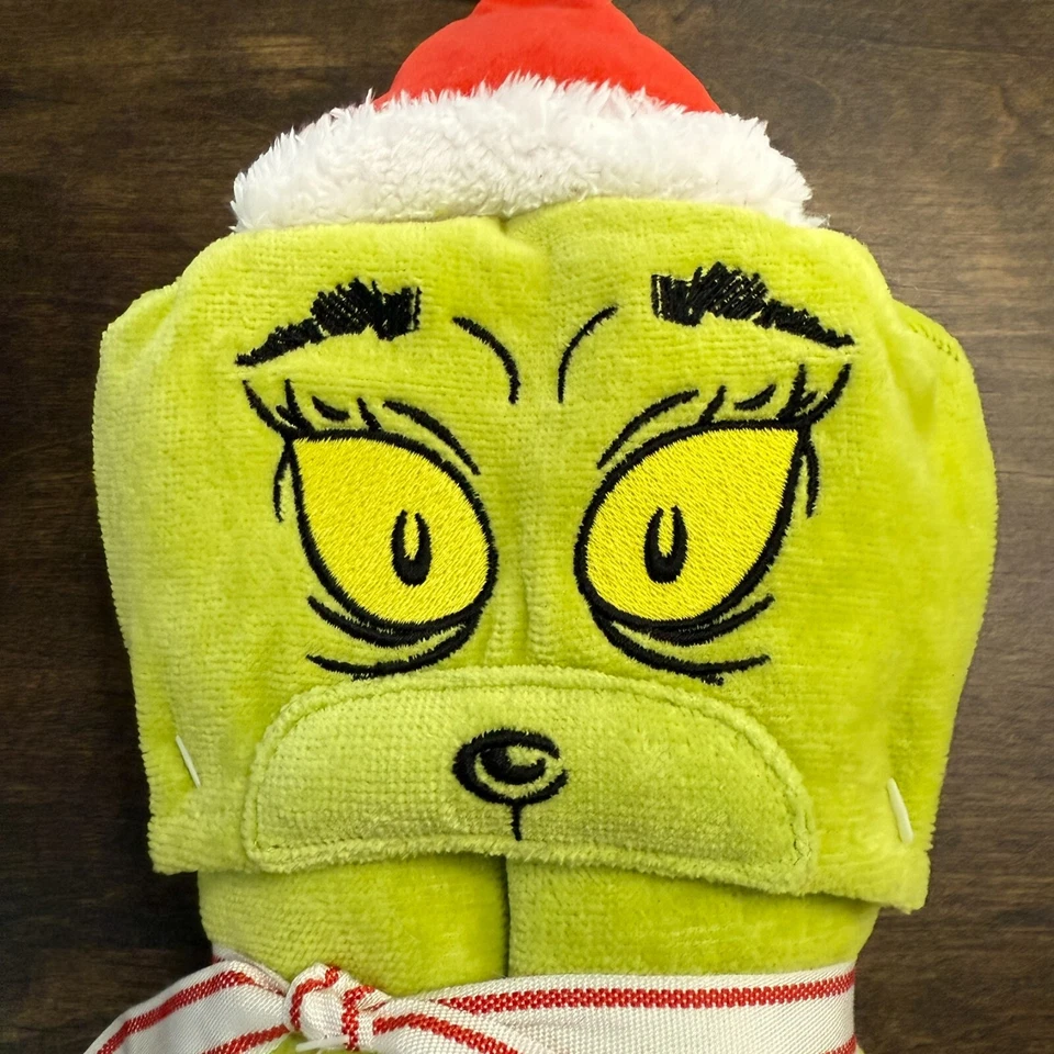 ДЕТСКОЕ ПОЛОТЕНЦЕ С КАПЮШОНОМ POTTERY BARN KIDS DR SEUSS THE GRINCH (БЕЗ МОНО) - Изображение 2 из 4