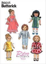 Schnittmuster Butterick 6645 Retro-Puppenkleider 1965 für 46cm Puppen