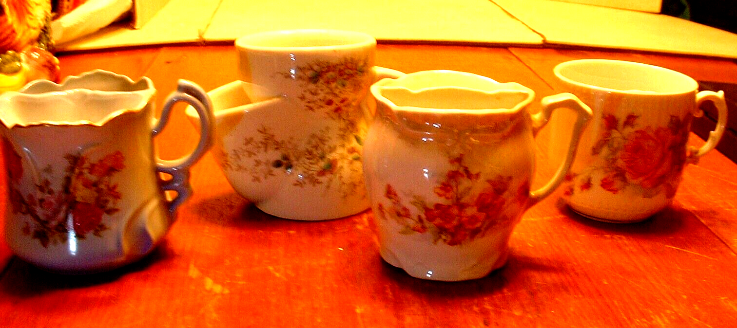 4 Antique Porcelain Shaving Barber Mustache Scuttle Mugs eBay
