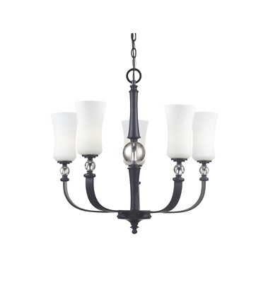 Z-Lite Harmony 5 Light Matte Black Matte Opal Glass Chandelier