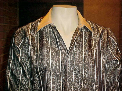 VINTAGE MENS GERLIN 100% SILK SHIRT MADE IN ITALY 2 TONE GREY SIZE MEDIUM-LARGE