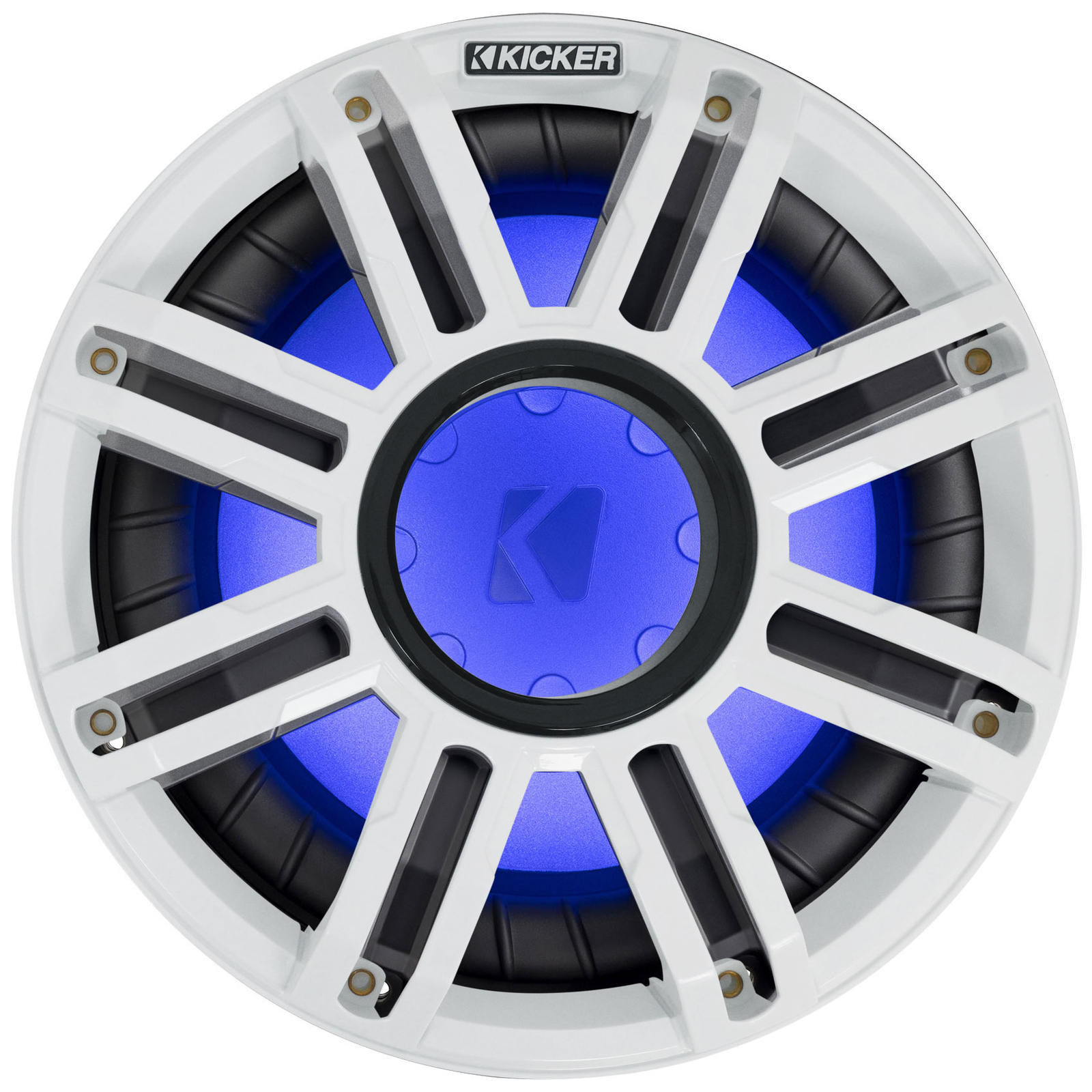 Морской лодочный сабвуфер KICKER 51MWE104 10 мощностью 400 Вт RMS с чернымибелыми сабвуферными решетками