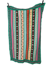 Vintage colorful knitted throw blanket