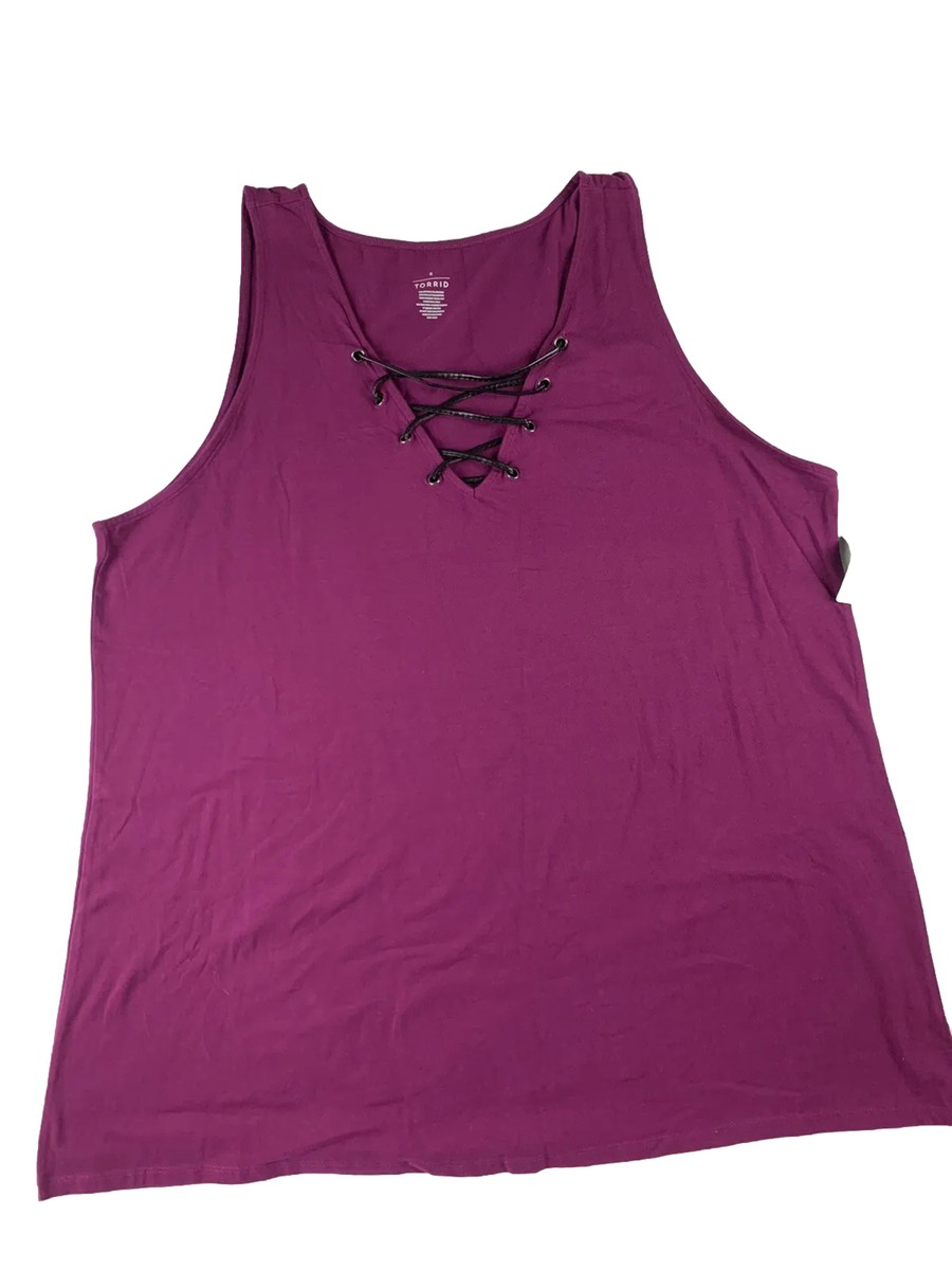 Torrid Purple Tank Top Faux Leather Lace Up Bust Plus Size 6X New With  Tags