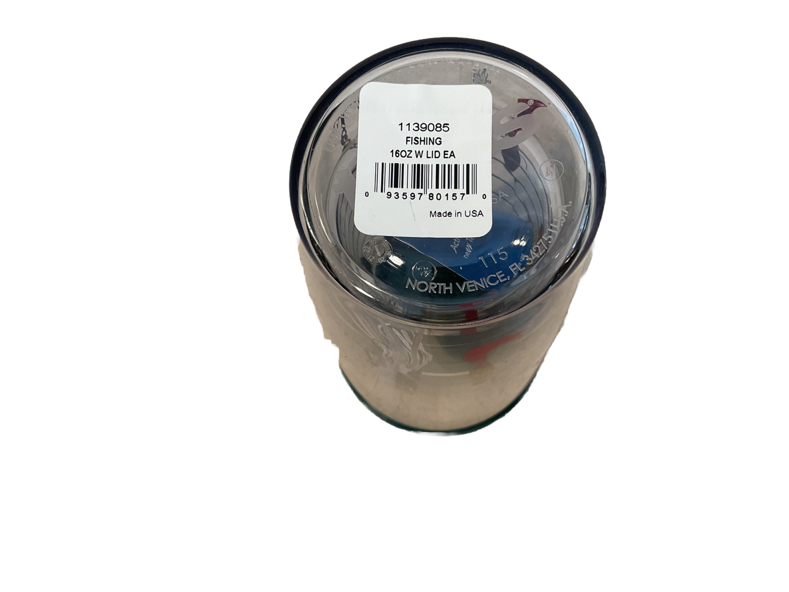 Tervis Fishing Clear Plastic 16 oz Tumbler w/ Lures & Hunter Green Lid