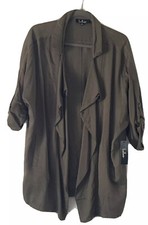 Lulu’s Lucky Break Olive Green Open Front Shirt Jacket Size S Oversized Nwt