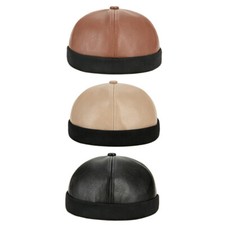 Casquette En Cuir Pour Hommes, Bonnet Hip Hop À Bord Roulé