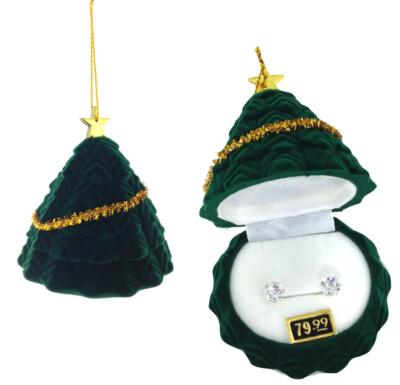 Cubic Zirconia Studs Earrings in Christmas Tree Gift Box