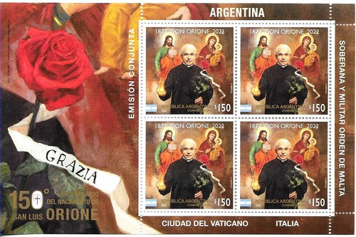 #75114 ARGENTINA 2022 DON ORIONE JOINT ISSUE ITALY-VATICANO S/S MNH+FDC+BROCHURE - Picture 2 of 6