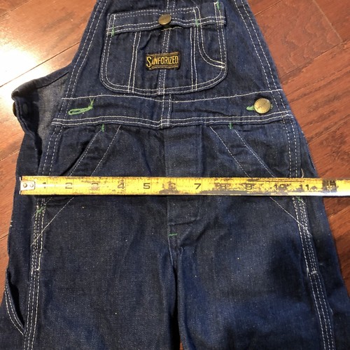 Vintage Boy's Sanforized Overalls Blue Denim Jeans - Picture 4 of 6