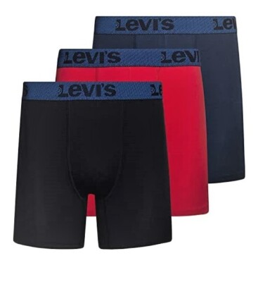 LEVI'S MEN'S PACK 3 - RED BLUE - LARGE - UNDERWEAR X3 BOXER BRIEFS MICROFIBER