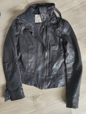 All Saints Women's Belvedere Brown Leather Jacket Size 10 Slim More Like 6/8