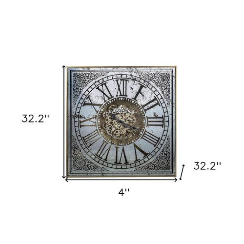 Silver And Gold Antique Style Square Wall Clock - Picture 5 of 6