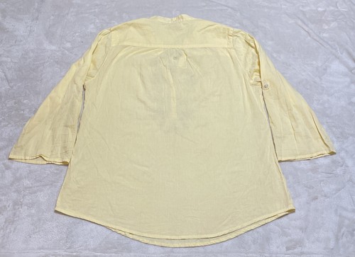 Lucky Brand Top Women's Large Sheer Yellow Floral Embroidered Roll Tab Sleeve - Picture 2 of 7