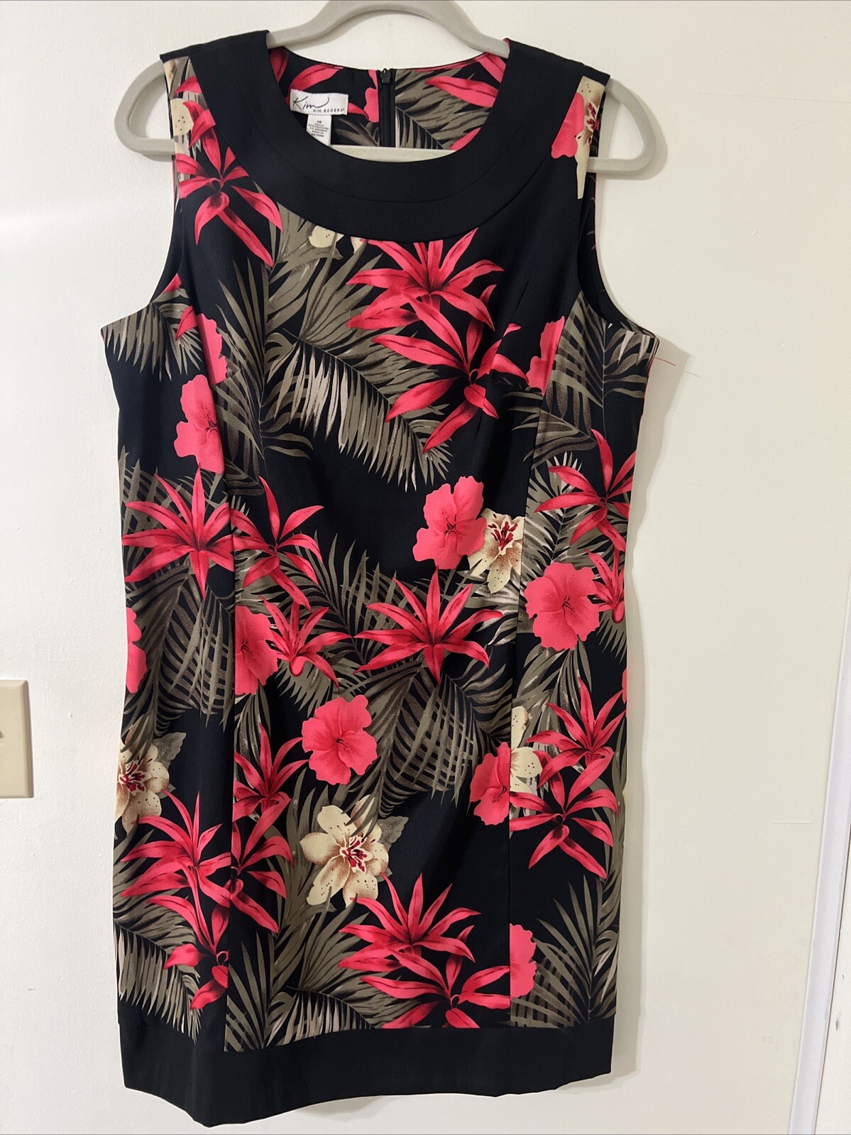 Kim Rogers Black Floral Sleeveless Dress Women's Size 16