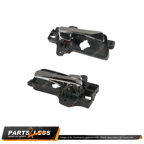 Right & Left Side Front Door Handle Inner for Hyundai I20 PB Chrome Lever Black - Picture 2 of 2