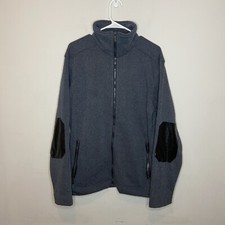 Regatta Full Zip Sweatshirt Men Size L Dusty Blue Long Sleeve Collar Elbow Patch