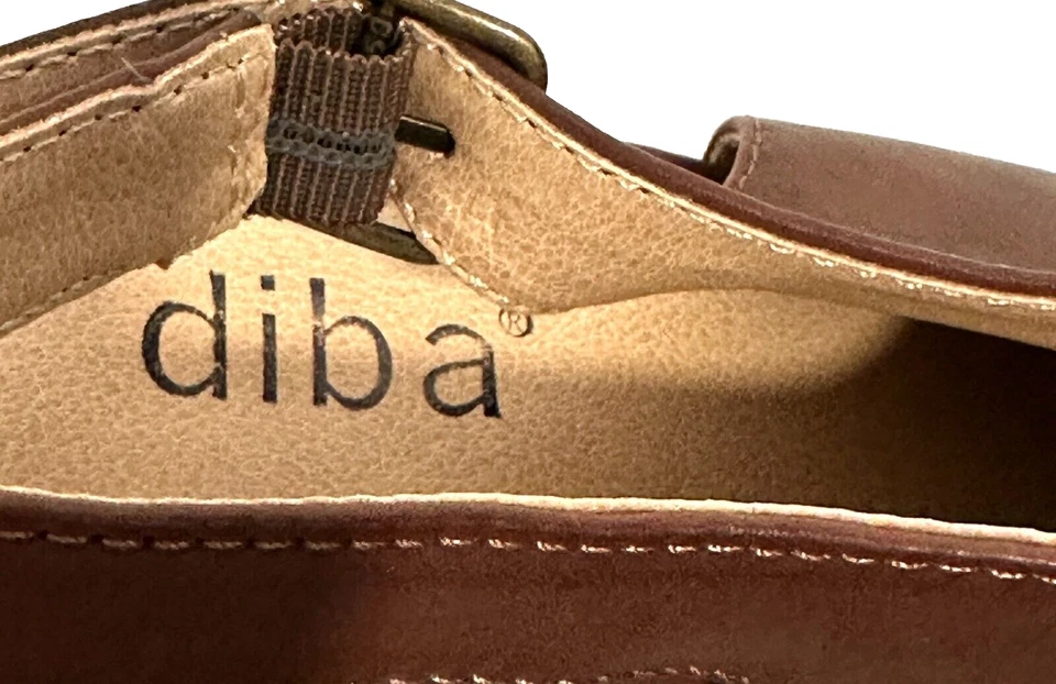 Diba Platform Wedge Sandals Heels Peep Toe Sling Back Brown Studded Women Sz 7.5 - Image 4 of 4