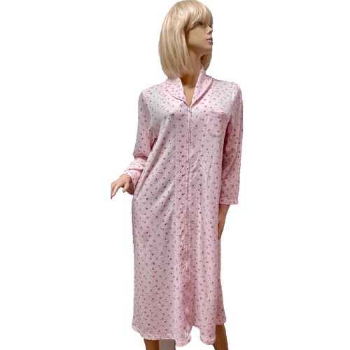 NWT $48 Cabernet Petites Short Robe MEDIUM Pink w Rose Floral Cotton Blend - Picture 6 of 7