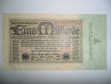 BANCONOTA ANTICA 1 MILLIARDE REICHSMARCK GERMANIA 1923 SPL