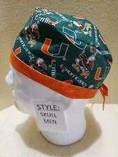 Miami Hurricanes University (tossed) Men's Skull/Chemo Surgical Scrub Hat