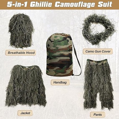Traje SLSY Ghillie 3D Camuflaje Caza Adecuado para Unisex Adultos/Jóvenes Caza - Imagen 35 de 57