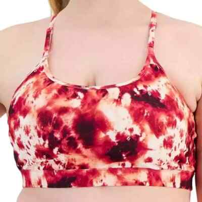 ID Ideology Womens Plus Size Tie-Dye Activewear Low-Impact Sports Bra Pink Shock
