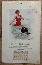 Aug 1913 W.N. Bellamy New London CT "A Game in the Surf" Lester Ralph Art Adv PC