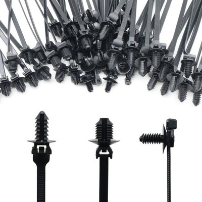Assorted Push Mount Cable Zip Ties with Push Pin for Automotive Trailer Boat ...