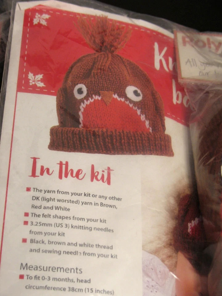 BABY KNIT PATTERN KIT FOR ROLY ROBIN HAT LOT OF 3 NEW - Image 4 of 4
