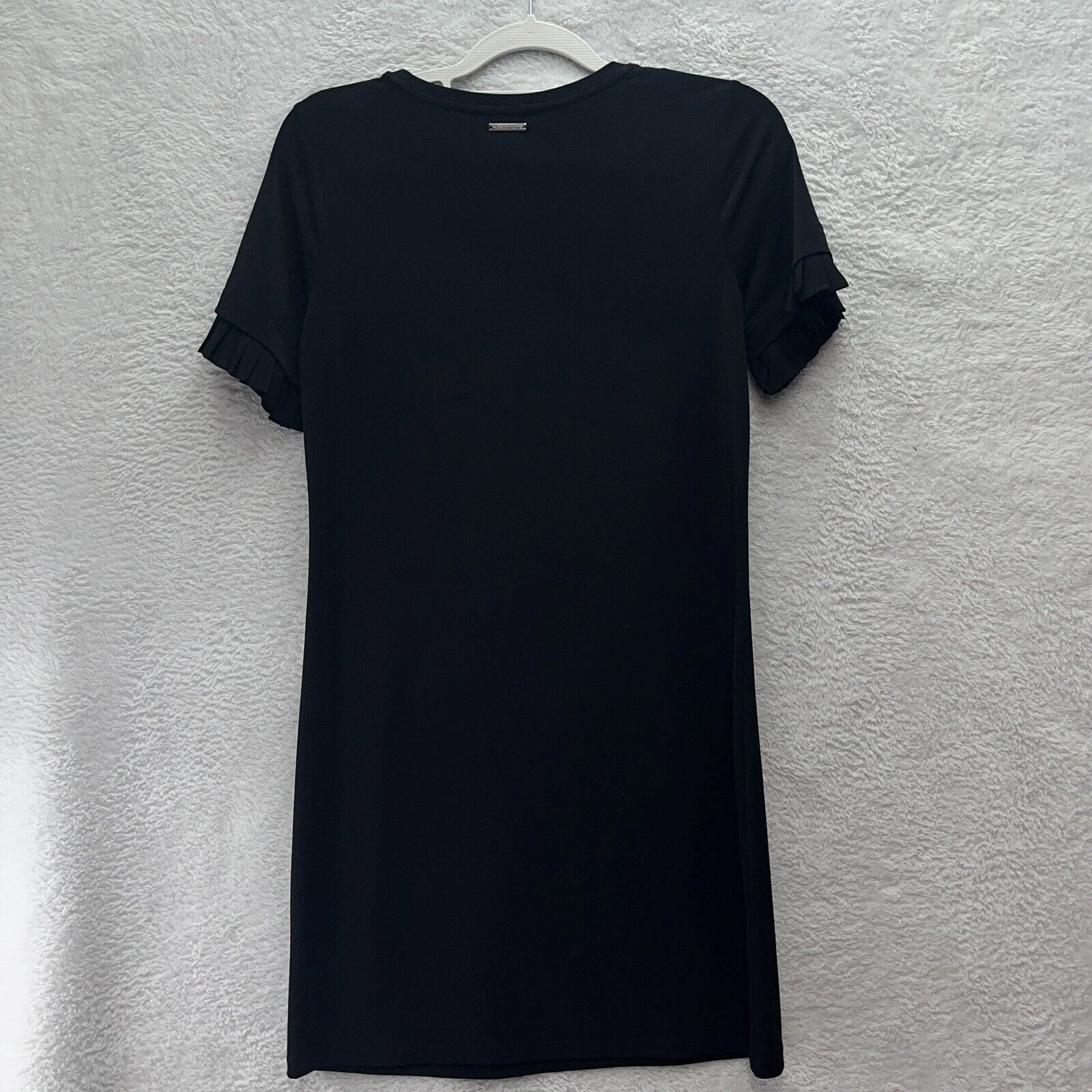 Abito Michael Kors donna XS chiffon maniche carriera cocktail LBD nero