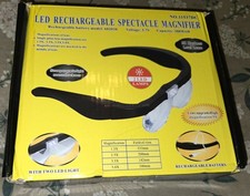 LED Rechargeable Headband Magnifier w/ 2 LED Lights, 5X, Black/White