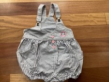 Vintage 90s Buster Brown Gray and White Stripe Shortalls Size 3T