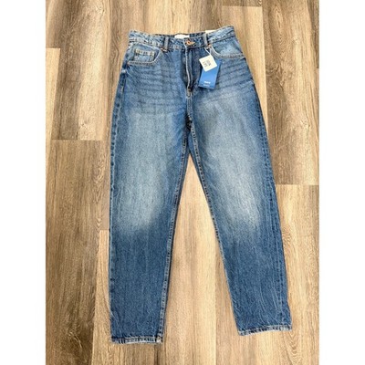 Bershka Olivia Mom Jeans High Waisted Medium Wash Blue Denim Size 6 NEW