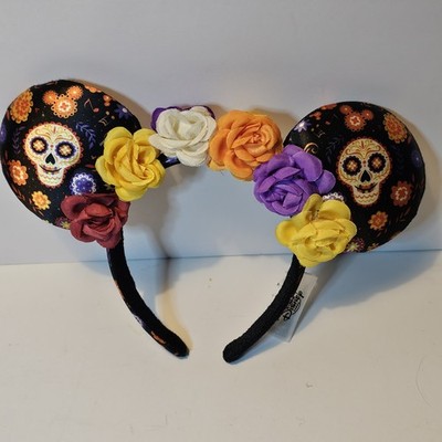 Disney Parks Coco Minnie Ears Headband Dia De Los Muertos Floral Skull