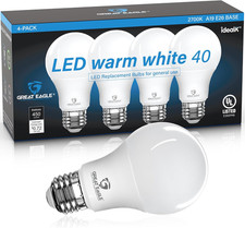 Great Eagle A19 LED Light Bulbs 40 Watt Equivalent - UL Listed - 2700K 40 Watt L