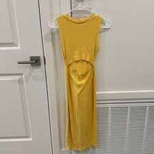 Worn Once: XS Marigold Yellow Sleeveless Midi Ribbed Knit Dress Cutout