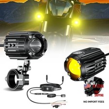 Motorcycle Auxiliary LED Light Driving Spotlights White/Amber Fog Lights with