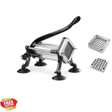 Limited Edition Black French Fry Cutter with Suction Feet, 1/2 & 3/8 Blades