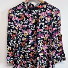 Joules Idelle Dress Size 14 Black Ditsy Floral Victorian Occasion Wedding Summer