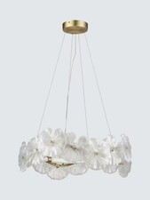 John Lewis Lily Pad Dimmable Adjustable Glass Chandelier Ceiling Light Gold A