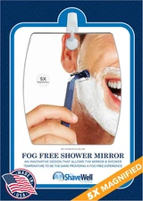 Shave Well Magnifying Anti-Fog Hanging Shower Mirror for Shaving | Curved Design