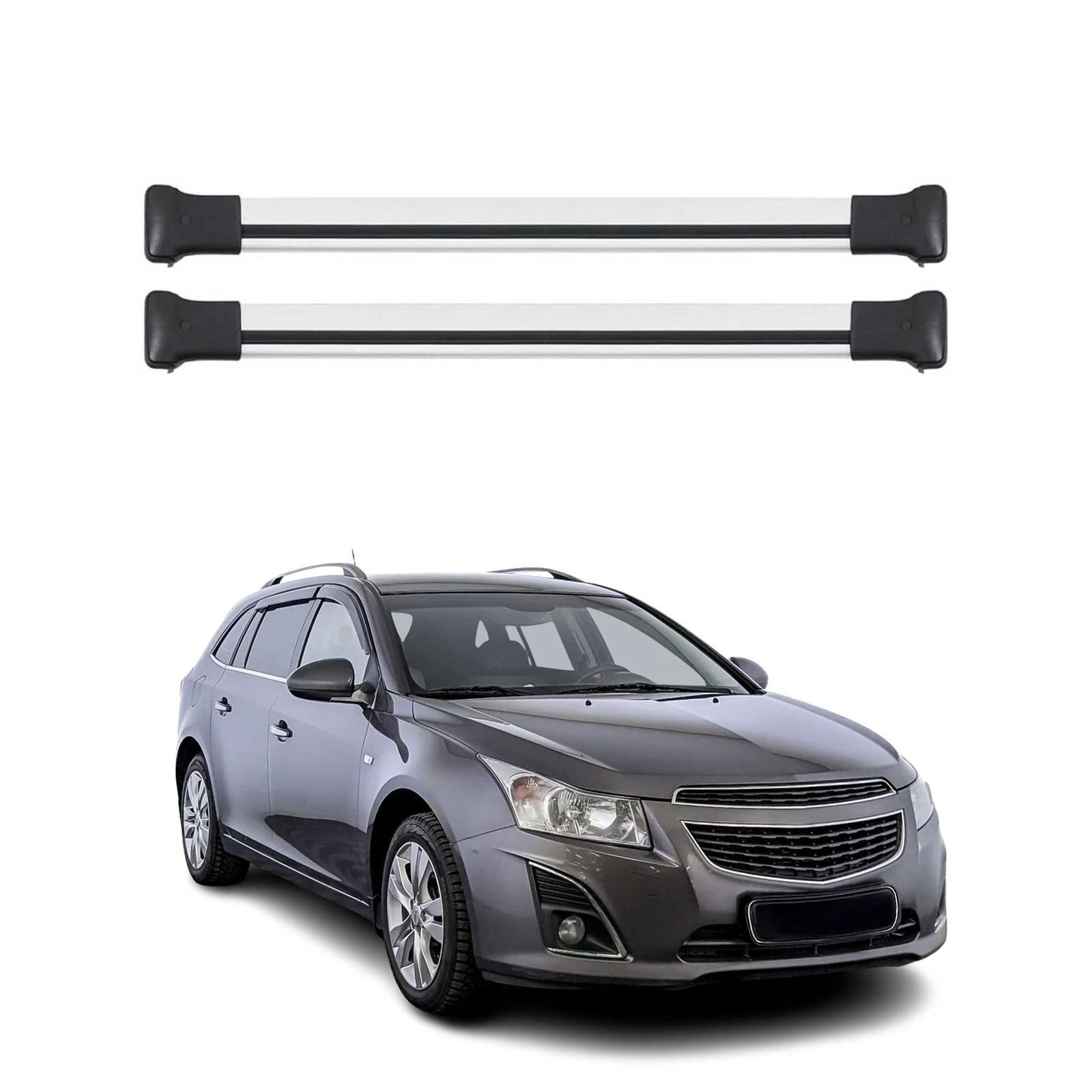 Barres de toit Chevrolet Cruze Break 2008-2016 en aluminium gris de 120cm