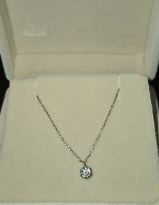#ad GORGEOUS 900 PLATINUM NATURAL .30ct DIAMOND SOLITAIRE NECKLACE W GIFT BOX $1600 $299.00
