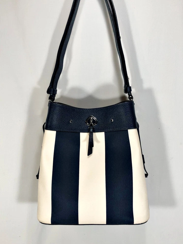 Kate Spade New York Marti Even Stripe Large Bucket Bag in Blue & White – NEW - Image 2 of 4
