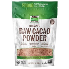 NOW Foods, Organic Raw Cacao Powder, 12 Ounce Pack of 1 , Brown/Red Brown