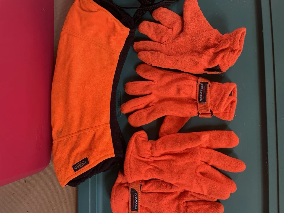 2 Pares de Guantes de Caza Naranja Thinsulate con Cinturón Calentador de Manos Talla L Foto 2 de 4