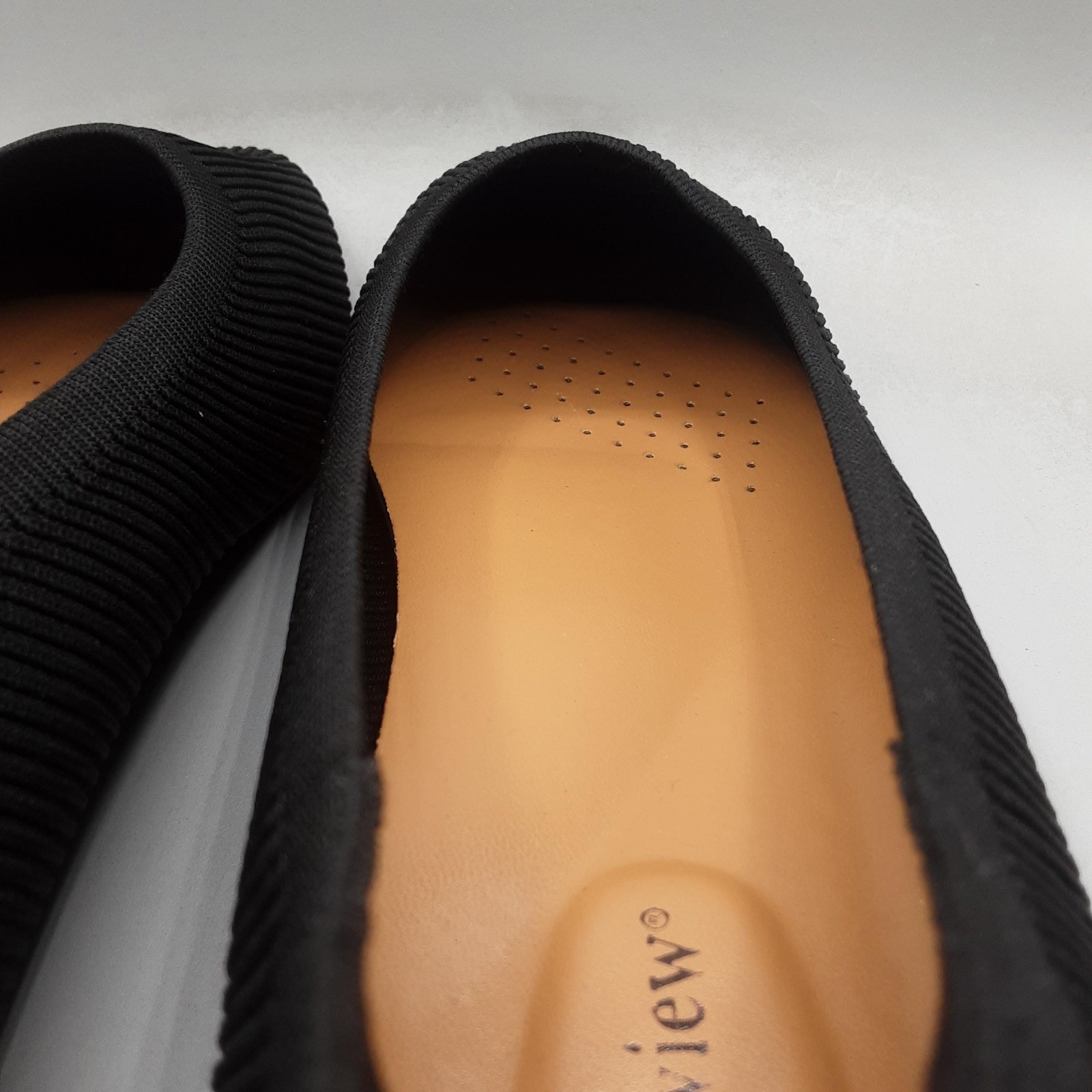 Comfortview Shoes Womens Size 11 Black Knit Ballet Flats Slip On Square Toe