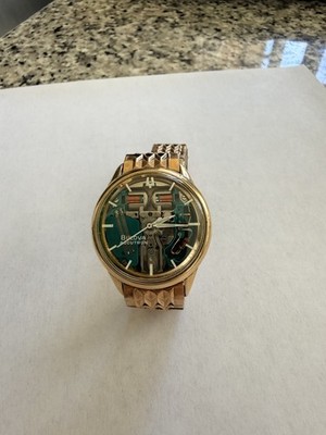 Bulova ACCUTRON 214 34mm SPACEVIEW M5 1965 expert inspected 10kt GF new battery.